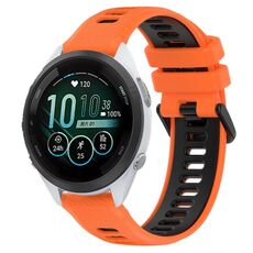 Per Garmin Forerunner 265S 18mm Cinturino sportivo in silicone bicolore (arancione + nero)