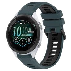 Per Garmin Forerunner 265S 18mm Cinturino sportivo in silicone bicolore (verde oliva + nero)