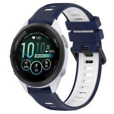Per Garmin Forerunner 265S Cinturino sportivo in silicone bicolore da 18 mm (blu notte + bianco)