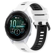 Per Garmin Forerunner 265S Music 18mm Cinturino sportivo in silicone bicolore (bianco + nero)