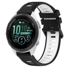 Per Garmin Forerunner 265S Music 18mm Cinturino sportivo in silicone bicolore (nero + bianco)