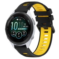 Per Garmin Forerunner 265S Music 18mm Cinturino sportivo in silicone bicolore (nero + giallo)