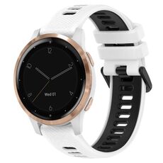 Per Garmin Active S 18mm Cinturino sportivo in silicone bicolore (bianco + nero)