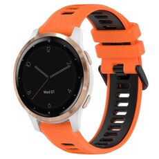 Per Garmin Active S 18mm Cinturino sportivo in silicone bicolore (arancione + nero)