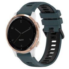 Per Garmin Active S 18mm Cinturino sportivo in silicone bicolore (verde oliva + nero)