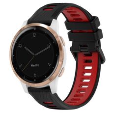 Per Garmin Active S 18mm Cinturino sportivo in silicone bicolore (nero + rosso)