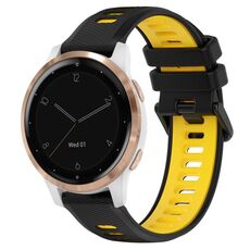 Per Garmin Active S 18mm Cinturino sportivo in silicone bicolore (nero + giallo)