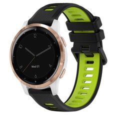 Per Garmin Active S 18mm Cinturino sportivo in silicone bicolore (nero + verde)