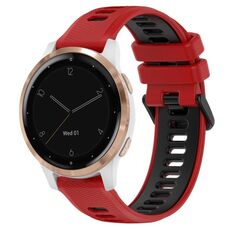 Per Garmin Active S 18mm Cinturino sportivo in silicone bicolore (rosso + nero)
