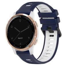 Per Garmin Active S 18mm Cinturino sportivo in silicone bicolore (blu notte + bianco)