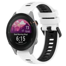 Per Garmin Forerunner 255S 18mm Cinturino sportivo in silicone bicolore (bianco + nero)