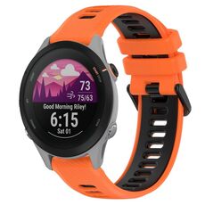 Per Garmin Forerunner 255S 18mm Cinturino sportivo in silicone bicolore (arancione + nero)