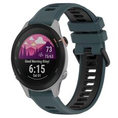 Per Garmin Forerunner 255S 18mm Cinturino sportivo in silicone bicolore (verde oliva + nero)
