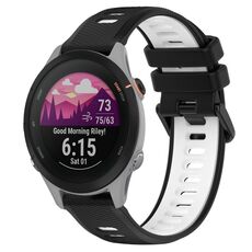 Per Garmin Forerunner 255S 18mm Cinturino sportivo in silicone bicolore (nero + bianco)