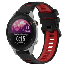 Per Garmin Forerunner 255S 18mm Cinturino sportivo in silicone bicolore (nero + rosso)