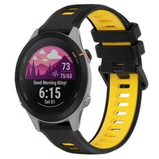 Per Garmin Forerunner 255S 18mm Cinturino sportivo in silicone bicolore (nero + giallo)