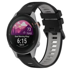Per Garmin Forerunner 255S 18mm Cinturino sportivo in silicone bicolore (nero + grigio)