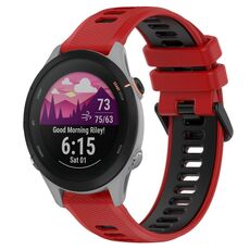 Per Garmin Forerunner 255S 18mm Cinturino sportivo in silicone bicolore (rosso + nero)