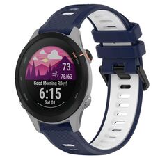 Per Garmin Forerunner 255S Cinturino sportivo in silicone bicolore da 18 mm (blu notte + bianco)