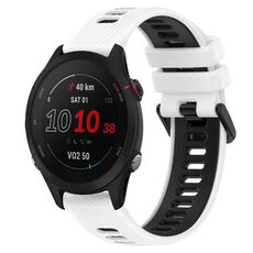 Per Garmin Forerunner 255S Music 18mm Cinturino sportivo in silicone bicolore (bianco + nero)