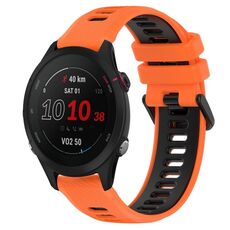 Per Garmin Forerunner 255S Music 18mm Cinturino sportivo in silicone bicolore (arancione + nero)