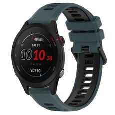 Per Garmin Forerunner 255S Music 18mm Cinturino sportivo in silicone bicolore (verde oliva + nero)