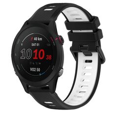 Per Garmin Forerunner 255S Music 18mm Cinturino sportivo in silicone bicolore (nero + bianco)