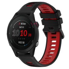 Per Garmin Forerunner 255S Music 18mm Cinturino sportivo in silicone bicolore (nero + rosso)