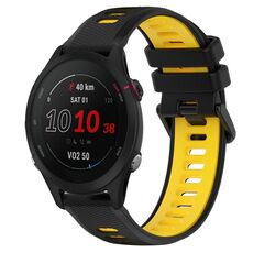 Per Garmin Forerunner 255S Music 18mm Cinturino sportivo in silicone bicolore (nero + giallo)