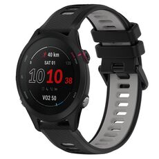 Per Garmin Forerunner 255S Music 18mm Cinturino sportivo in silicone bicolore (nero + grigio)