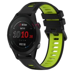 Per Garmin Forerunner 255S Music 18mm Cinturino sportivo in silicone bicolore (nero + verde)