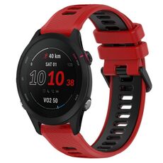 Per Garmin Forerunner 255S Music 18mm Cinturino sportivo in silicone bicolore (rosso + nero)