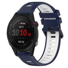 Per Garmin Forerunner 255S Music 18mm Cinturino sportivo in silicone bicolore (blu notte + bianco)