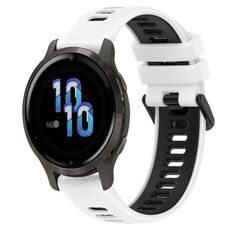 Per Garmin Venu 2S 18mm Cinturino sportivo in silicone bicolore (bianco + nero)