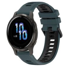 Per Garmin Venu 2S 18mm Cinturino sportivo in silicone bicolore (verde oliva + nero)