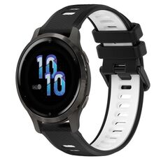 Per Garmin Venu 2S 18mm Cinturino sportivo in silicone bicolore (nero + bianco)