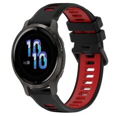 Per Garmin Venu 2S 18mm Cinturino sportivo in silicone bicolore (nero + rosso)