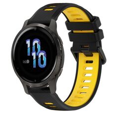 Per Garmin Venu 2S 18mm Cinturino sportivo in silicone bicolore (nero + giallo)