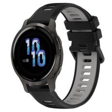Per Garmin Venu 2S 18mm Cinturino sportivo in silicone bicolore (nero + grigio)
