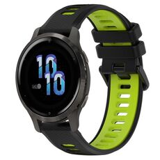 Per Garmin Venu 2S 18mm Cinturino sportivo in silicone bicolore (nero + verde)