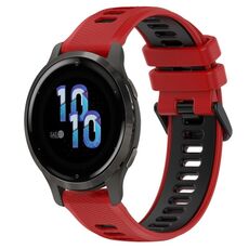 Per Garmin Venu 2S 18mm Cinturino sportivo in silicone bicolore (rosso + nero)