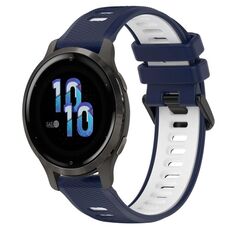 Per Garmin Venu 2S 18mm Cinturino sportivo in silicone bicolore (blu notte + bianco)