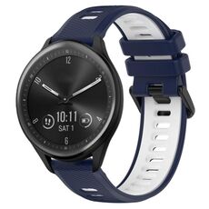 Per Garmin Vivomove Sport 20mm Cinturino sportivo in silicone bicolore (blu notte + bianco)