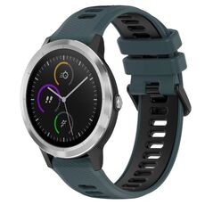 Per cinturino sportivo in silicone bicolore da 20 mm Garmin Vivoactive3 (verde oliva + nero)