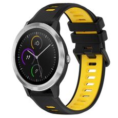 Per cinturino sportivo in silicone bicolore da 20 mm Garmin Vivoactive3 (nero + giallo)