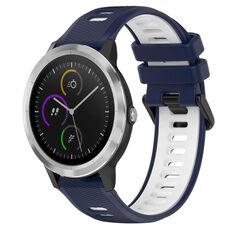Per Garmin Vivoactive3 Cinturino sportivo in silicone bicolore da 20 mm (blu notte + bianco)