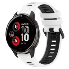Per Garmin Venu 2 Plus 20mm Cinturino sportivo in silicone bicolore (bianco + nero)