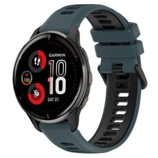 Per Garmin Venu 2 Plus 20mm Cinturino sportivo in silicone bicolore (verde oliva + nero)