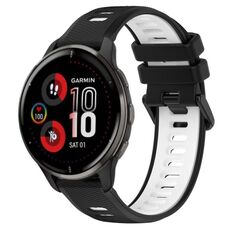 Per Garmin Venu 2 Plus 20mm Cinturino sportivo in silicone bicolore (nero + bianco)