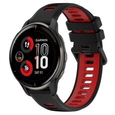 Per Garmin Venu 2 Plus 20mm Cinturino sportivo in silicone bicolore (nero + rosso)